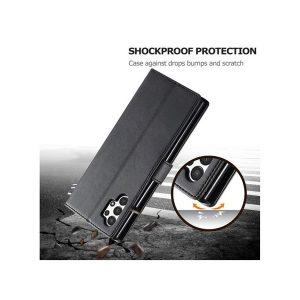 LC.IMEEKE Multi Protective PU Leather Cover for SAM A13 4G – Black