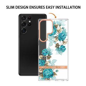 YB IMD-8 Series SAM S23 Ultra Floral Pattern – Blue Rose