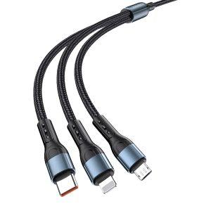 Jokade Changfu Series 3 in 1 Fast Charging Cable 1.2m 3A – Black (JA024)