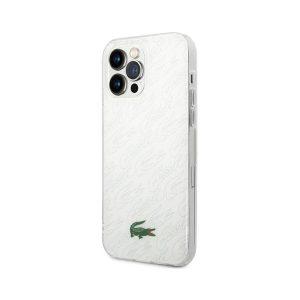 Lacoste iP 14 Pro Max Dyed Bumper Signature Pattern Cover – White
