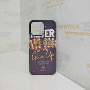 Kutis iP 13 Pro Max Never Give Up Printed Cover – Black