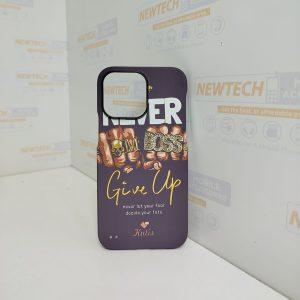 Kutis iP 14 Pro Max Never Give Up Printed Cover – Gray