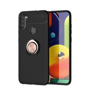 Lenuo TPU SAM A11 Cover With Ring Kickstand – Black