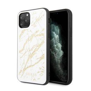 Guess Marble Glitter iP 11 Pro Cover – White