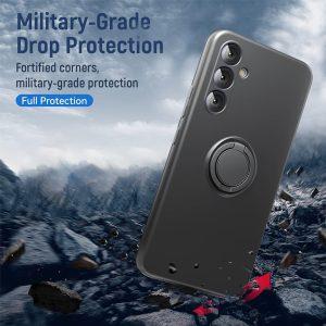 Silicone Kickstand SAM A34 5G Cover With Glass Protector – Black