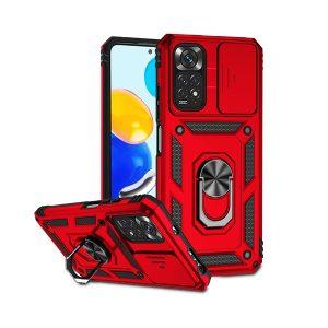 Ring Kickstand Rugged Protective Redmi Note 11 Cover – Red