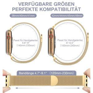 USAMS Milanese Stainless Steel Watchband + Cover for iWatch 38/40mm  – Gold