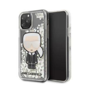 Karl Lagerfeld iP 11 PRO Liquid Glow In The Dark Ikonik Glitter Cover – Clear/Silver