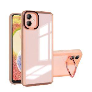Matte Soft TPU Kickstand SAM A04 4G Cover With Lens Film – Pink