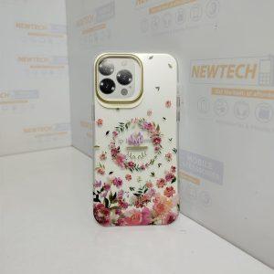 Mikalen iP 14 Plus Garden Floral Gold Lens Border Cover – Red