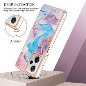 YB IMD Series Redmi Note 12 Pro+ 5G Marble Pattern Cover – Milky Way Blue