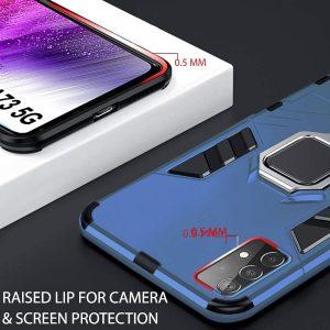 Ring Kickstand Rugged Protective Cover for SAM A73 – Blue