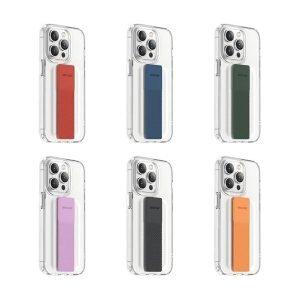 Green London Slim Hybrid Case with Elastic Grip Band for iP 13 Pro – Clear