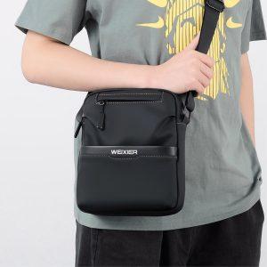 WEIXIER D248 Crossbody PU Leather Waterproof  Bag – Black