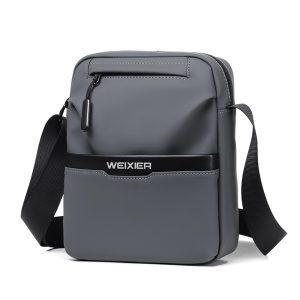 WEIXIER D248 Crossbody PU Leather Waterproof  Bag – Gray