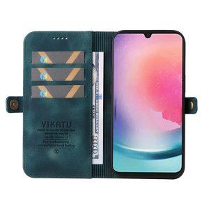 YIKATU Leather Flip Cover with Wallet SAM A24 – Blue (YK-002)