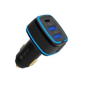 Devia Dual USB+TYPE-C Car Charger 85W – Black