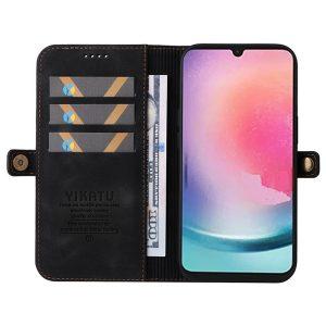 YIKATU Leather Flip Cover with Wallet SAM A24 – Black (YK-002)