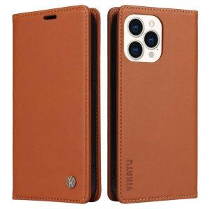 YIKATU Leather Flip iphone 14 Pro Cover  – Brown (YK-001)