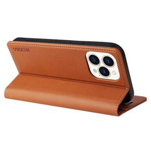 YIKATU Leather Flip iphone 14 Pro Cover  – Brown (YK-001)