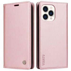 YIKATU Leather Flip iphone 14 Pro Cover  – Rose Gold  (YK-001)