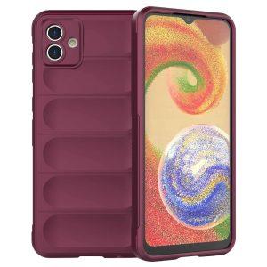 Magic Shield TPU + Flannel Cover for SAM A04 – Wine Red