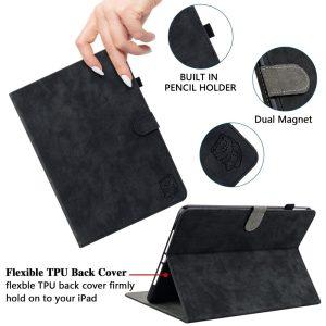 PU Leather Cute Tiger Pattern Cover Galaxy Tab A7 Lite – Black