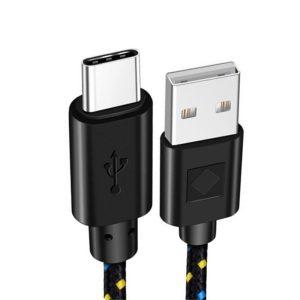 Nylon Colorful Braided 2M USB To Type-C  Cable  – Black