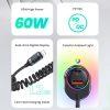 USAMS C37 60W Fast Car Charger Type-C + USB Dual Port PD 30W with Lightning Cable US-CC193 - Image 3
