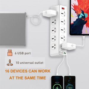 LDNIO SC10610 10 port + 1PD + 1QC + 4 USB Power Socket Extension