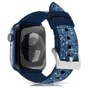 KINGXBAR Glitter Powder Silicone for iWatch 42/44mm – Blue