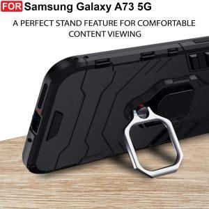 Ring Kickstand Rugged Protective Cover for SAM A73 – Black