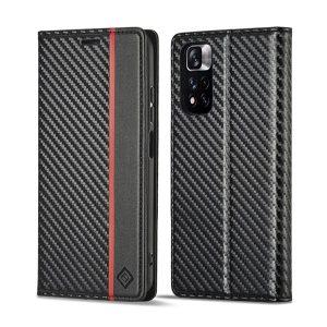 LC.IMEEKE Carbon Fiber Leather Redmi Note 12 4G Cover – Black