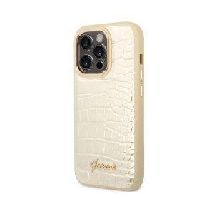 Guess iP 14 Plus PU Leather Croco Cover – Gold