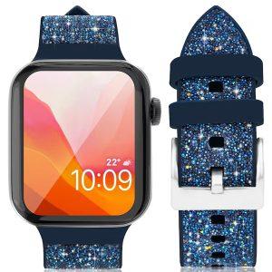 KINGXBAR Glitter Powder Silicone for iWatch 42/44mm – Blue