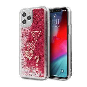 Guess Raspberry iP 11 Pro Glitter Hearts Cover – Red