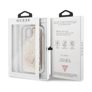 Guess Raspberry iP 11 Pro Glitter Hearts Cover – Gold