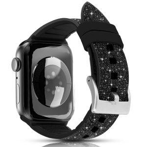 KINGXBAR Glitter Powder Silicone for iWatch 38/40mm – Black