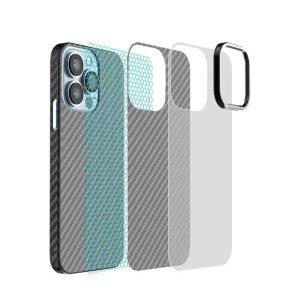 Green Carbon Pro Case with Metal Camera Ring for iP 13 Pro – Black