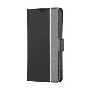 Twill Texture PU Leather Flip With Card Slot Cover for OP A57 – Black
