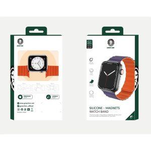 Green Silicone Magnetic Apple Watch Band 42/44/45mm – Purple/Orange (GNMWB45MPLOG)