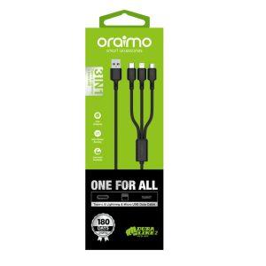 Oraimo OCD-X92 3 in 1 Type-C lighting Micro USB 2A 1m –  Black