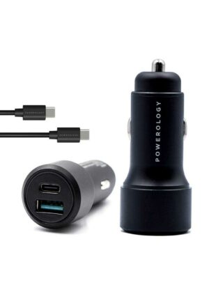 Powerology Ultra Quick Car Charger 38W PD 20W with Type-C to Type-C Cable 0.9m