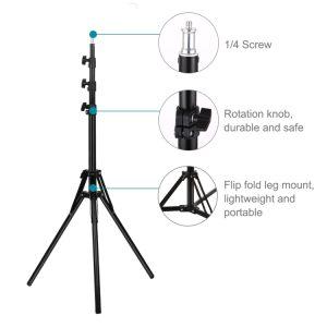PULUZ PU451B Photography Tripod Ring Light Stand Holder 2m Height – Black