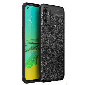 Litchi Texture Soft TPU Back Shell Oppo A53(2020) Cover – Black