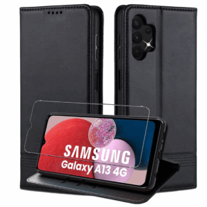 AZNS Leather Cover with Wallet SAM A13 – Black