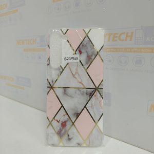 Marble Pattern SAM S23+ Cover – Prismatic Pink