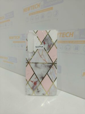 Marble Pattern SAM S23+ Cover – Prismatic Pink