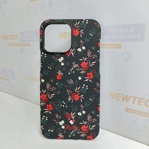 Kutis iP 14 Pro Red Floral Printed Cover – Black