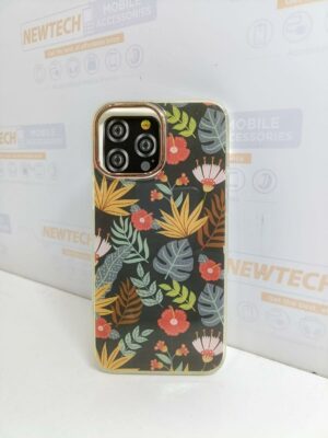 Qi Yang iP 13 Pro Max Floral Pattern Cover – Black